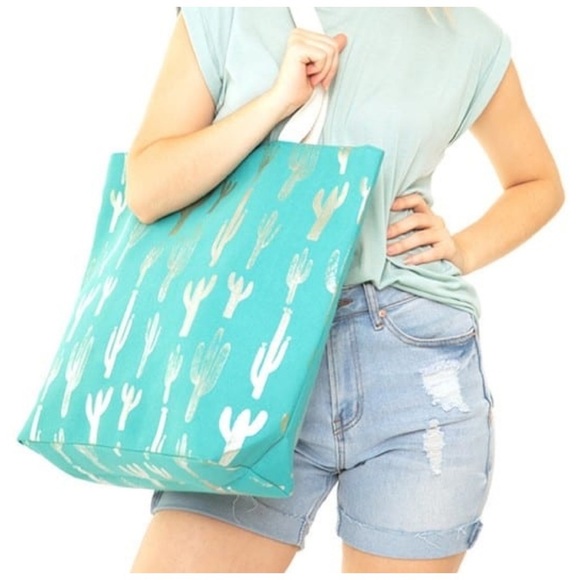 Turquoise boho cactus bag - Picture 2 of 2